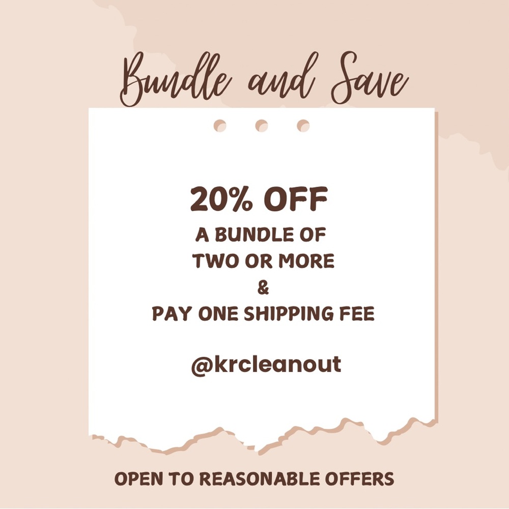 Bundle and Save 20% on two or more items (< 10lbs) in my closet @krcleanout.